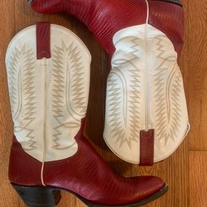 Red and white western boots